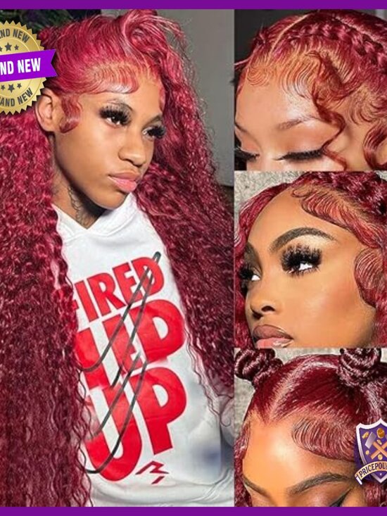 26 Inch Glueless Human Hair Lace Front Wig Pre Plucked Deep Wave main image 5